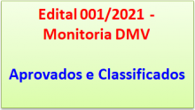 RELAÇÃO DOS APROVADOS E CLASSIFICADOS DO EDITAL 001/2021 PARA MONITORIA DO DEPARTAMENTO DE MEDICINA VETERINARIA - DMV/UFRPE 